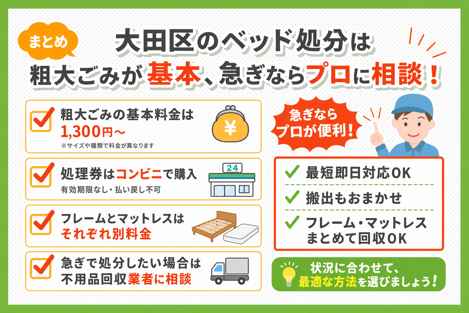 まとめ：大田区のベッド処分