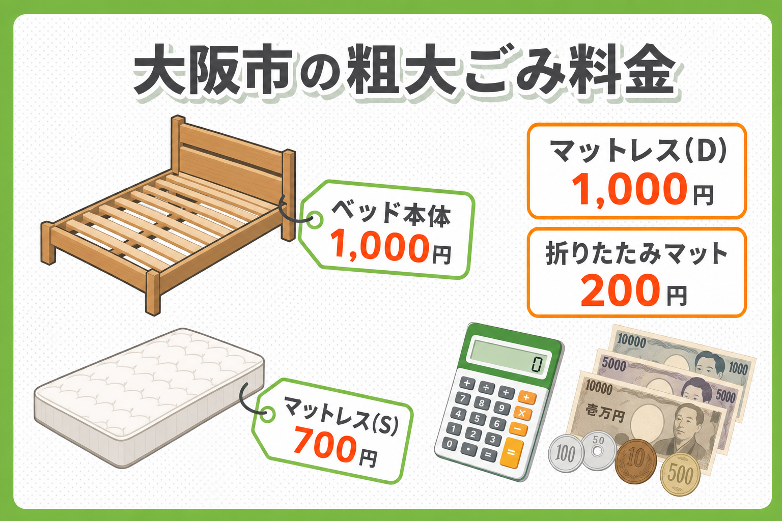 大阪市の粗大ごみ料金一覧